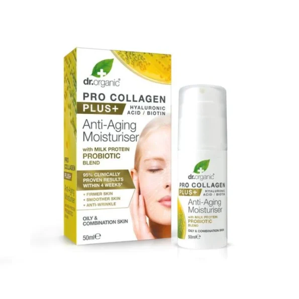 Dr Organic Pro Collagen + Anti-Aging Moisturiser Milk Protein Probiotic Blend 50ml